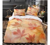 QEVAWPAE Autumn Leaves Overlay Comforter Cover 3D Design Printed Durable 3 Pcs Bedding Set Zipper Quilt Cover Luxury Machine Washable for Kids Girls Boys Adults Women Teens King（220x240cm）