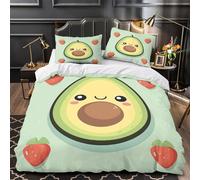 QEVAWPAE Avocado Cute Quilt Cover 3D Print Ultra Soft 3PCs Bed Linen Hidden Zipper Kawaii Fruit Design Comforter Cover Luxury Durable for Adults Teens Women Kids Girls Boys Youth King（220x240cm）