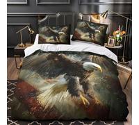 QEVAWPAE Bald Eagle Soaring Quilt Cover 3D Print Anti-allergic 3 Pieces Bed Set Hidden Zipper Comforter Cover Ultra Soft All Season for Adults Kids Teens Women Youth Teenagers King（220x240cm）