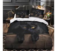 QEVAWPAE Black Cat Eyes Quilt Cover 3D Design Printed Hotel Quality 3-Piece Bedding Set Zipper Comforter Cover Premium Breathable for Teens Adults Kids Women Girls Boys Youth King（220x240cm）