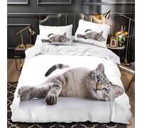 QEVAWPAE Cat Lying Down Quilt Cover 3D Print Premium 3 Pieces Bed Set Hidden Zipper feline Relaxation Duvet Cover Ultra Soft All Season for Adults Kids Teens Women Youth Teenagers Single（140x200cm）