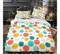 QEVAWPAE Cheerful Circles Comforter Cover 3D Print Luxury 3 Pcs Bed Set Hidden Zipper Quilt Cover Hypoallergenic All Season for Women Teens Kids Girls Boys Youth Teenagers Single（140x200cm）