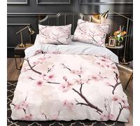 QEVAWPAE Cherry_blossoms Quilt Cover 3D Print Extra Soft 3 Pieces Bed Set Hidden Zipper Duvet Cover Luxury All Season for Adults Kids Teens Women Youth Teenagers Super king（260x220cm）