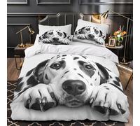 QEVAWPAE Dalmatian Dog Comforter Cover 3D Print Premium 3-Piece Bedding Set Hidden Zipper Pet Portrait Quilt Cover Super Soft Hypoallergenic for Adults Kids Girls Boys Women Teens King（220x240cm）