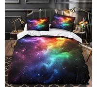 QEVAWPAE Galaxy Nebula Comforter Cover 3D Print Super Soft 3-Piece Bed Set Hidden Zipper Cosmic Space Quilt Cover Hotel Quality Washable for Adults Women Kids Girls Boys Teens Super king（260x220cm）