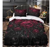 QEVAWPAE Gothic Roses Quilt Cover 3D Print Easy Care 3 Pieces Bed Set Hidden Zipper Dark Romantic Comforter Cover Extra Soft Washable for Adults Kids Teens Women Youth Double（200x200cm）