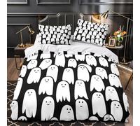 QEVAWPAE Halloween Ghosts Quilt Cover 3D Design Printed Ultra Soft 3-Piece Bedding Set Zipper Comforter Cover Hotel Quality Easy Care for Teens Adults Women Kids Girls Boys Single（140x200cm）