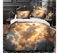QEVAWPAE Heavenly Ascension Comforter Cover 3D Design Printed Durable 3 Pcs Bedding Set Zipper Religious Divine Duvet Cover Luxury Washable for Kids Girls Boys Adults Women Teens Double（200x200cm）