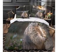 QEVAWPAE Marmot Eating Comforter Cover 3D Print Hotel Quality 3-Piece Bed Set Hidden Zipper Duvet Cover Extra Soft Anti-allergic for Adults Women Kids Girls Boys Teens Double（200x200cm）