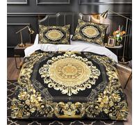 QEVAWPAE OrnateGoldFrame Duvet Cover 3D Design Printed Anti-allergic 3 Pieces Bedding Set Zipper Quilt Cover Hotel Quality Wrinkle-Resistant for Adults Kids Women Teens Youth Super king（260x220cm）