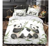 QEVAWPAE Panda Cubs Eating Bamboo Comforter Cover 3D Design Printed All Season 3 Piece Bedding Set Zipper Duvet Cover Ultra Soft Machine Washable for Kids Teens Adults Women Youth Double（200x200cm）