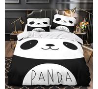 QEVAWPAE Panda Face Quilt Cover 3D Design Printed Premium 3-Piece Bed Linen Hidden Zipper Cartoon Cute Comforter Cover Super Soft Easy Care for Teens Youth Kids Boys Girls Women King（220x240cm）