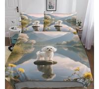QEVAWPAE Papillon Chic Pet Dog Printed Polyester Duvet Cover And Bedding Set, Breathable And Skin-Friendly for Bedroom King（220x240cm）