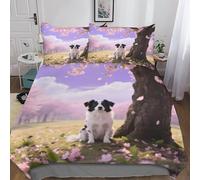 QEVAWPAE Papillon Chic Pet Dog Printed Polyester Duvet Cover And Bedding Set, Breathable And Skin-Friendly for Bedroom Double（200x200cm）