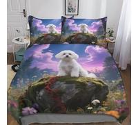 QEVAWPAE Papillon Elegant Pet Dog Soft Polyester Duvet Cover And Full Bedding Set with Hidden Zipper, Breathable And Durable for Bedroom Or Hotel Double（200x200cm）