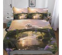 QEVAWPAE Papillon Graceful Pet Dog Printed Polyester Duvet Cover And Bedding Set with Fine Workmanship, Ideal for Bedroom Decoration Or Gift Double（200x200cm）