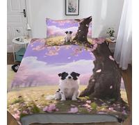 QEVAWPAE Papillon Lively Pet Dog Reversible Duvet Cover And Bedding Set, Soft Polyester Fabric with Elegant Finish for Bedroom Or Dorm Single（135x200cm）