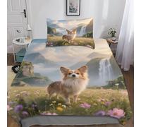 QEVAWPAE Papillon Modern Pet Dog Ultra-Soft Microfiber Duvet Cover And Bedding Set with Corner Ties, Easy Care for Everyday Comfort Single（135x200cm）