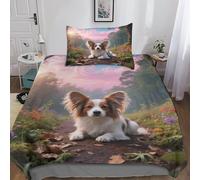 QEVAWPAE Papillon Patterned Pet Dog Duvet Cover And Bedding Set, Breathable Easy Care Material, No Pilling, Perfect for Hotel Or Guest House Single（135x200cm）
