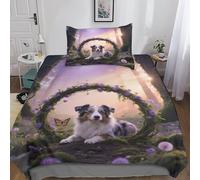 QEVAWPAE Papillon Print Pet Dog Duvet Cover And Bedding Set, Fade Proof Durable Material, Smooth Surface, Easy Maintenance, Excellent Gift Option Single（135x200cm）