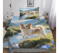 QEVAWPAE Papillon Relaxing Pet Dog Soft-Touch Polyester Duvet Cover And Bedding Set with Fine Stitching, Perfect for Family Or Hotel Room Single（135x200cm）