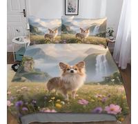QEVAWPAE Papillon Stylish Pet Dog Reversible Polyester Duvet Cover And Bedding Set with 2 Pillowcases, Smooth Touch for Home Or Guest Room King（220x240cm）