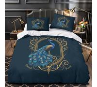 QEVAWPAE Peacock Ornate Quilt Cover 3D Print Ultra Soft 3PCs Bed Linen Hidden Zipper Vintage Frame Design Duvet Cover Luxury All Season for Adults Teens Women Kids Girls Boys Youth Double（200x200cm）