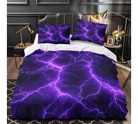 QEVAWPAE Purple Lightning Comforter Cover 3D Print Super Soft 3-Piece Bed Set Hidden Zipper digital Fantasy Duvet Cover Hotel Quality Hypoallergenic for Adults Women Kids Girls Boys Double（200x200cm）