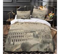 QEVAWPAE Rome Landmark Comforter Cover 3D Print Hotel Quality 3-Piece Bed Set Hidden Zipper Quilt Cover Extra Soft All Season for Adults Women Kids Girls Boys Teens Single（135x200cm）