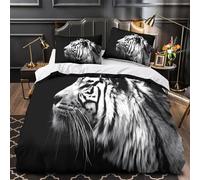 QEVAWPAE Tiger Profile Quilt Cover 3D Design Printed Super Soft 3 Pcs Bedding Set Zipper Comforter Cover Ultra Soft Hypoallergenic for Kids Adults Women Teens Youth Super king（260x220cm）