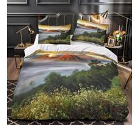 QEVAWPAE Volcano Landscape Comforter Cover 3D Design Printed Premium 3 Pcs Bedding Set Zipper Duvet Cover Super Soft Hypoallergenic for Kids Girls Boys Adults Women Teens Single（140x200cm）