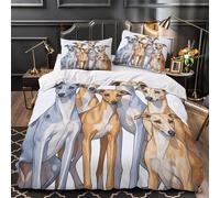 QEVAWPAE Whippet Dogs Comforter Cover 3D Design Printed Premium 3 Pcs Bedding Set Zipper Quilt Cover Super Soft Machine Washable for Kids Girls Boys Adults Women Teens Single（135x200cm）