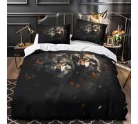 QEVAWPAE Wolf Duo Comforter Cover 3D Print Wrinkle-Resistant 3PCs Bed Linen Hidden Zipper Wild Forest Duvet Cover Extra Soft All Season for Teens Youth Adults Women Kids Boys Double（200x200cm）