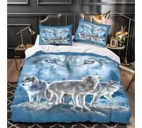 QEVAWPAE Wolf Eyes Comforter Cover 3D Design Printed Premium 3 Pcs Bedding Set Zipper Fantasy Wildlife Duvet Cover Super Soft Machine Washable for Kids Girls Boys Adults Women Teens King（220x240cm）