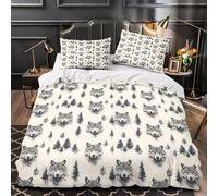 QEVAWPAE Wolf Pattern Duvet Cover 3D Print All Season 3-Piece Bed Set Hidden Zipper Wildlife Forest Design Quilt Cover Premium Durable for Teens Adults Kids Women Girls Boys Single（135x200cm）