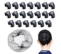 QEXUJOW Disposable Hair Nets 20 Pack Black Invisible Nylon Hair Nets Elastic, Durable and Reusable, Ideal for Updo