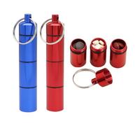 QEXUJOW Glass Containers & Pots Two Small Metal Travel Pill Boxes with Keychain Portable and Compact Ideal for Repacking on the Go