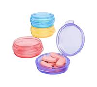QEXUJOW Personal Pill Organiser, 4-Piece Mini Pill Box Set, Small Pill Box, Ideal for Home and Office, Red, Yellow, Blue, Purple