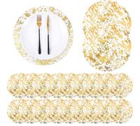 QEXUJOW Placemats, 20 Pieces Gold Foil Placemats, Mesh Table Cloths, Table Mats for Wedding, Party and Party, 13 Inch