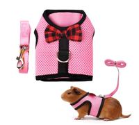 QEXUJOW Small animal harness, a soft, breathable harness with elastic lead, suitable for small pets such as hamsters, colour rats and hedgehogs.