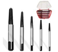 QEXUJOW Tap Extractor, 5 Piece Spiral Screw Extractor Set, Spiral Screw Extractor, M3-M18 Left Hand Thread Screw Extractor, with Storage Box