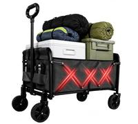 QEZER 120L Festival Trolley on Wheels,100kg/220lbs Folding Wagon，garden cart， All-Terrain Wide Wheels & Magnetic Handle, Portable Foldable Camping Trolley for Garden Beach Festival