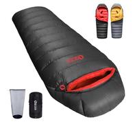 QEZER Down Sleeping Bag for Adults (620FP-RDS)-Graphene antistatic material,0 degree ultralight sleeping bag with packing bag, suitable for hiking, camping, and trekking