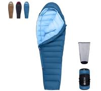 QEZER Winter Sleeping Bag for Adults, Lightweight Down Sleeping Bag -20 Degree C for Cold Weather Camping and Mountaineering Outdoor with 660 FP Duck Down (Blue, 1500g down)