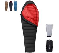 QEZER Winter Sleeping Bag for Adults, Lightweight Down Sleeping Bag -20 Degree C for Cold Weather Camping and Mountaineering Outdoor with 650 FP Duck Down (Black, 700g down)