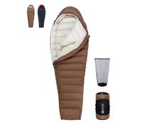 QEZER Winter Sleeping Bag for Adults, Lightweight Down Sleeping Bag -20 Degree C for Cold Weather Camping and Mountaineering Outdoor with 650 FP Duck Down (Coffee, 1500g down)