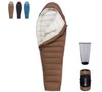 QEZER Winter Sleeping Bag for Adults, Lightweight Down Sleeping Bag -20 Degree C for Cold Weather Camping and Mountaineering Outdoor with 660 FP Duck Down (Coffee, 700g down)