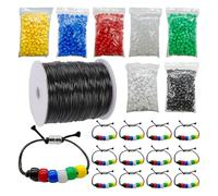Qezodsx 1400 Pcs Plan Bracelet Kit Bead Bulk Wordless with 100 Yards Waxed Cotton Thread Cord Christian Beads for Bracelets