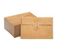 Qezodsx 40 Pcs Manilla Envelopes with String Tie Closure Project Pockets Document Organizer, 4.53 X 6.7 Inches (Brown)