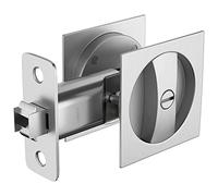 Qezodsx Bed/Bath Pocket Door Lock Satin Nickel Contemporary Privacy Square Pocket Door Hardware, Sliding Pocket Door Latch